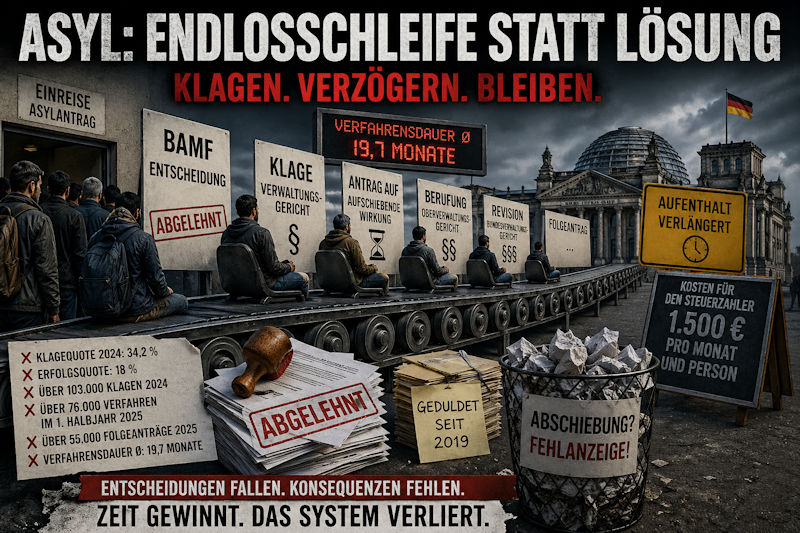 Endlosschleife Asyl: Wie Klagen, Dauerverfahren und fehlende Konsequenzen ein teures System erzeugen