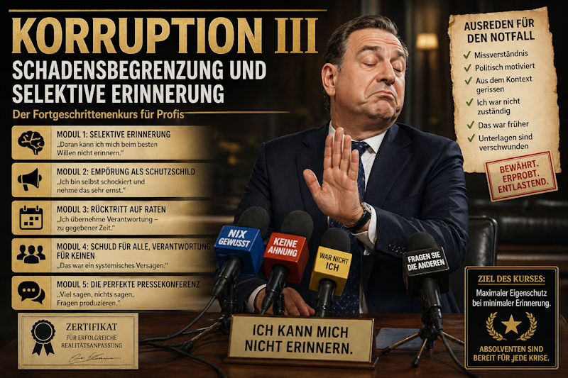 Semesterstart: „Korruption II – Fortgeschrittene Techniken und Ausreden für den Notfall“
