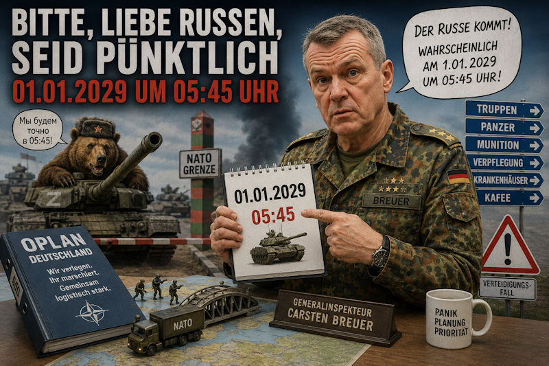 Der Russe kommt. Bitte pünktlich um 01.01.2029 um 05:45 Uhr.