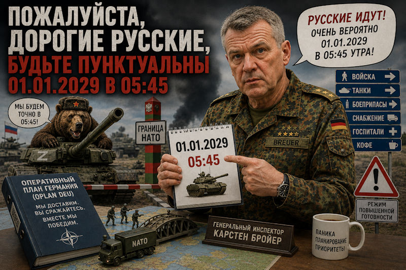 Пожалуйста, дорогие русские, будьте пунктуальны 01.01.2029 в 05:45