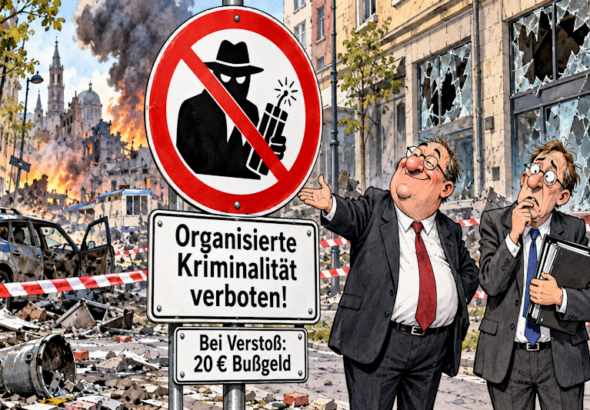 Amtliches Verbotsschild im Stadtchaos