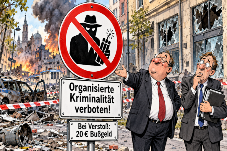 Amtliches Verbotsschild im Stadtchaos