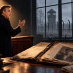 Archivtafel mit Redner und Wachturm