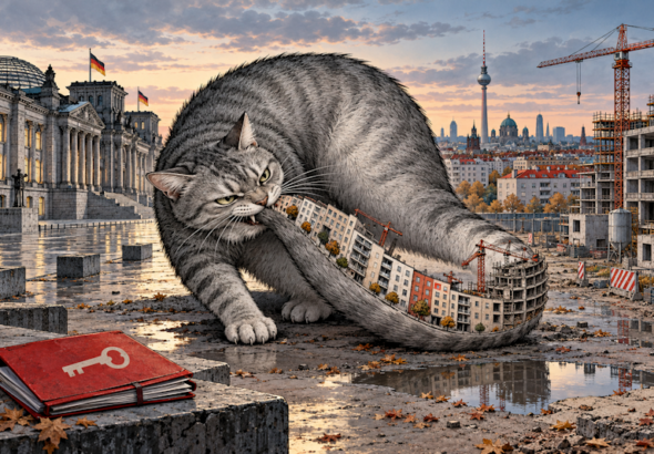 Die Katze beisst sich selbst in den Schwanz