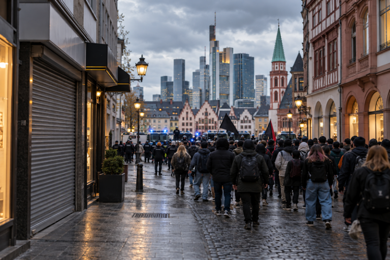 Frankfurter Altstadt, Polizei und Menschenmenge