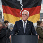 Geteilte Flagge am Einheitstag Steinmeier