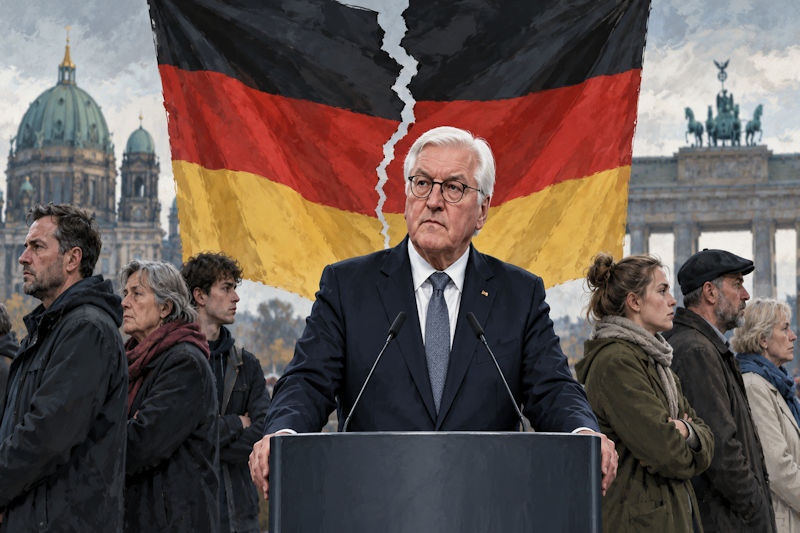 Geteilte Flagge am Einheitstag Steinmeier