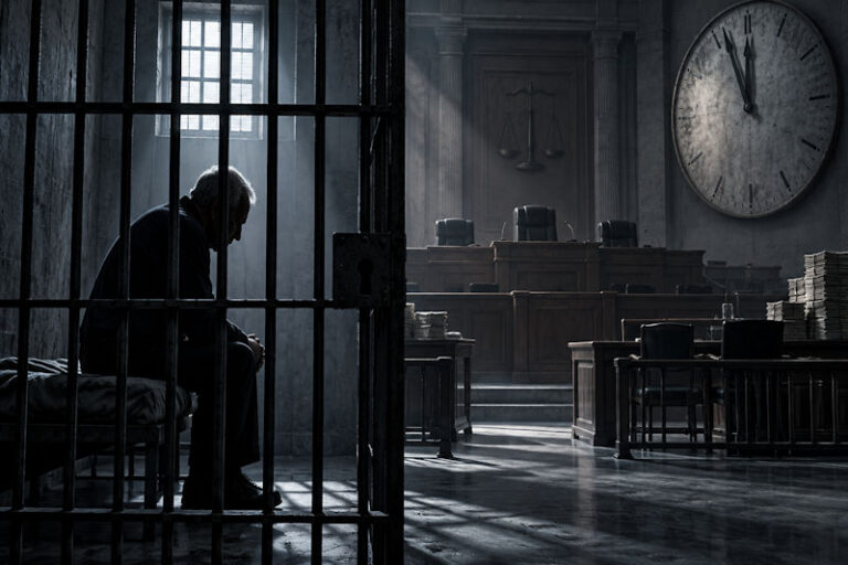 Hinter Gittern, die Uhr vor Mitternacht