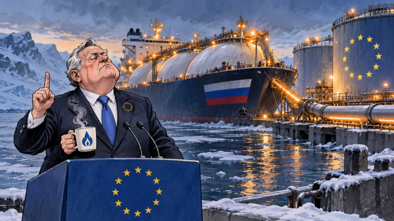 LNG-Tanker hinter dem EU-Podium