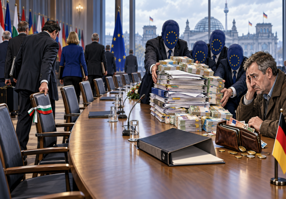 Leere EU-Stühle, volle Rechnungsstapel