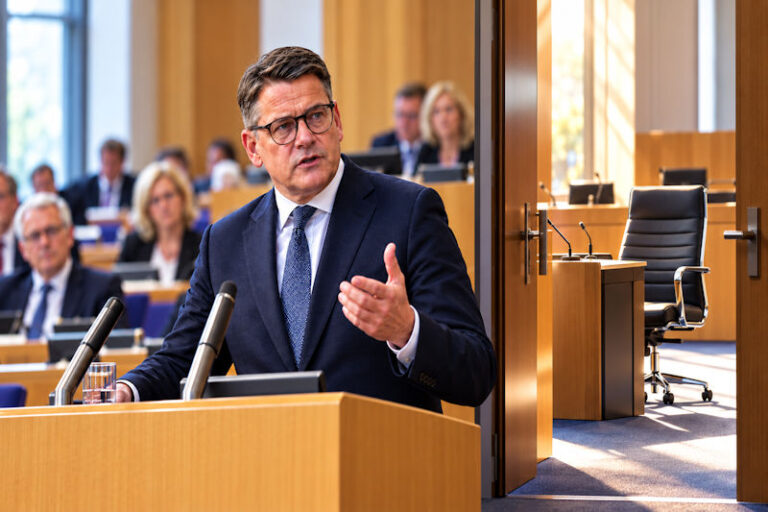 Leerer Ausschussstuhl im Hessischen Landtag
