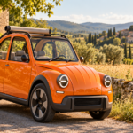Oranger 2 CV Concept im Abendlicht