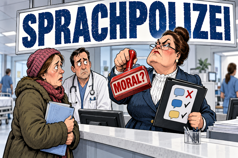 Sprachpolizei am Krankenhausschalter