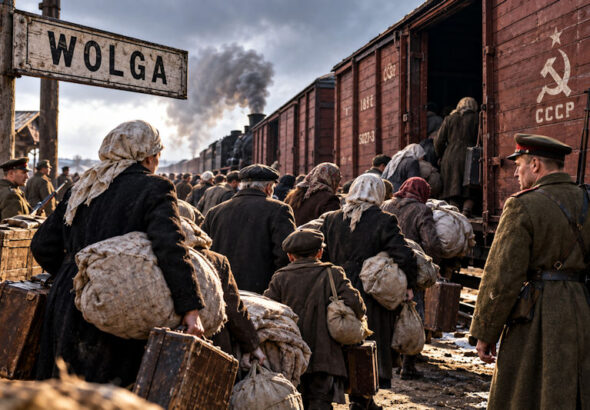 Zwangsdeportation am Bahnhof Wolga